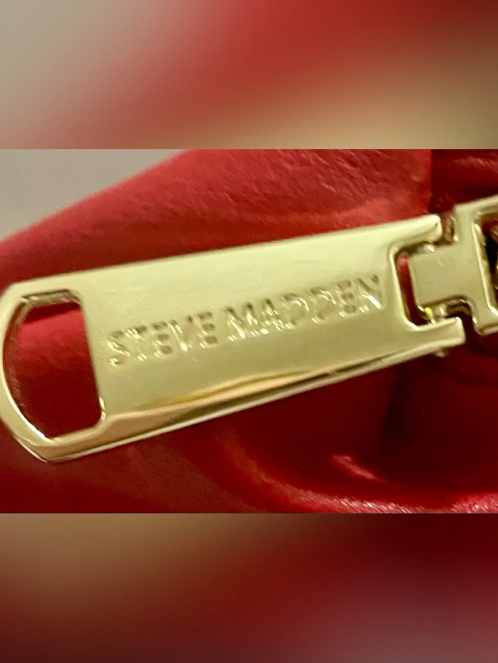 Steve Madden Red Cosmetic Pouch with Gold Hardware